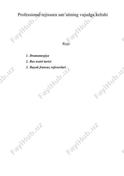 professional rejissura san’atining vujudga kelishi — DOC