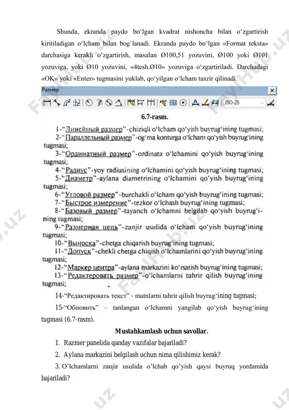 "размер" paneli buyruqlari va ulardan foydalanganish algoritmlari - Page 4