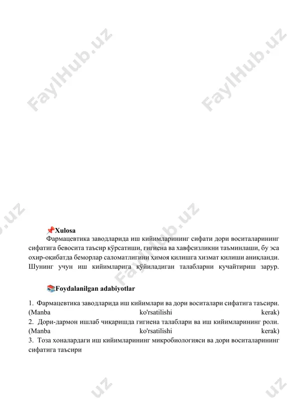 ish kiyimlari va ularning dori vositalar sifatiga ta'siri - Page 5