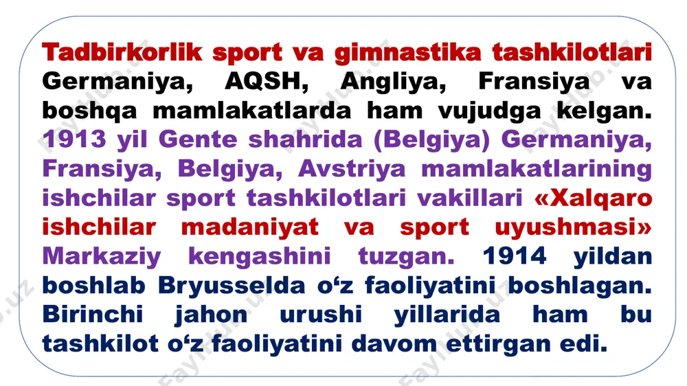 harakatning davomi desa bo‘ladi. bu harakat turli mamlakatlarda har xil nom bilan yuritiladi. masalan, norvegiya va germaniya federativ respublikasida «trimm», italiyada - «biz sizlarga taqlid qilamiz», aqsh da «jismoniy faollik» deb nomlanadi. sport va biznes. tijorat va biznes uchun tadbirkorlar professional sportdan keng foydalanganlar. ular boks, futbol, xokkey, beysbol, avtosport va boshqa turlarni daromad manbaiga aylantirib yuborgan edilar. professional sportchilarni sotib olish va sotish kuchayib ketgan. professional sport ham, havaskorlik sporti ham siyosat bilan uzviy bog‘lanib bordi. sportda kamsitish, chegaralanishga yo‘l qo‘yilmaslik g‘oyalari rivojlandi. lekin kamsitish o‘rniga siyosiy jihatdan ba’zi mamlakatlarni o‘z yo‘lidan qaytarishga kirishildi. bu xalqaro sport maydonlaridagi ba’zi davlatlarni kamsitish, xalqaro axvolning keskinlashuviga (vengriyada – 1956, chexoslovakiyada – 1968 y.) sabab bo‘lgan. bunday holatlar sportdagi gumanizm tamoyillariga ham ta’sir o‘tkazgan. iqtisodiy jihatdan rivojlangan mamlakatlarda insonparvarlik g‘oyalaridan uzoqlashishning asosiy sabablaridan biri sportchilarning yuqori natijalarni ko‘rsatishi uchun doping ishlatilishi, sportga aloqador bo‘lmagan turli xil musobaqalarning uyushtirilishi (xotin-qizlar, odamlarning itlar bilan …