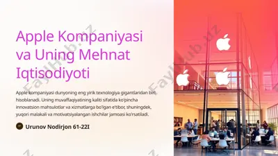 apple kompaniyasi va uning mehnat iqtisodiyoti — PPTX