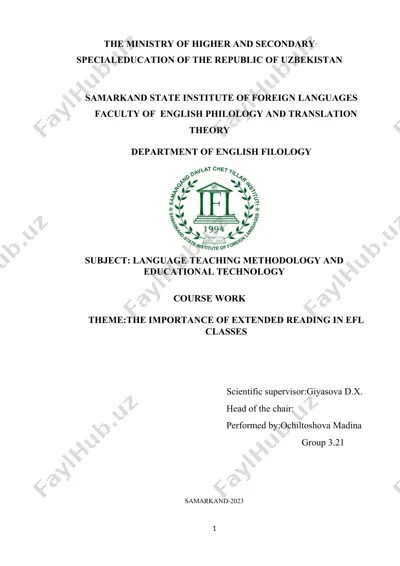 the importance of extended reading in efl classes — DOCX
