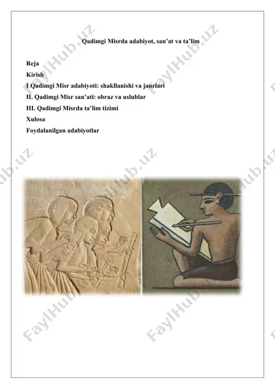 qadimgi misrda adabiyot, san’at va ta’lim — DOCX