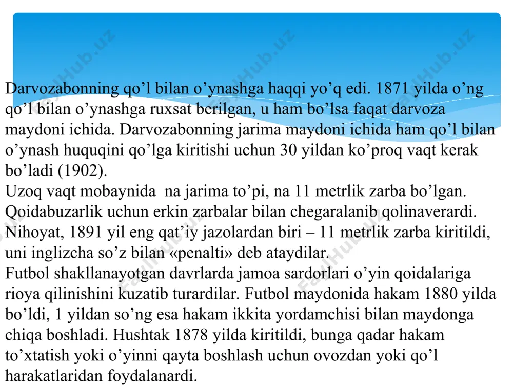 hilik ko’rsatdilar. 1994 yil 7 iyunda o’zbekiston futbol federasiyasi «fifa»ga, shu yilning dekabr oyida esa osiyo futbol konferensiyasiga a’zo bo’ldi. o’zbekiston respublikasi vazirlar maxkamasining 1993 yil 18 martdagi «o’zbekiston respublikasida futbolni yanada rivojlantirish chora-tadbirlari to’g’risida»gi farmonining mamlakatimizda futbolni rivojlantirishdagiahamiyati juda kattadir. o’zbekiston respublikasi vazirlar maxkamasining 1996 yil 17 yanvardagi «o’zbekiston futbolni rivojlantirish tamoyillari va tashkillashtirish asoslarini tubdan takomillashtirish chora-tadbirlari to’g’risida» gi farmoni o’zbekistonda futbolning keyingi rivoji uchun katta ahamiyat kesb etdi. bu farmonda kelgusi futbolni klublar asosida rivojlantirish va 1996-1997 yillarda viloyat markazlarida futbol bo’yicha o’smirlar maktab internatlari ko’rsatilgan edi. 1992 yildan 2005 yilgacha bo’lgan vaqt ichida toshkentning «paxtakor» va farg’onaning «neftchi» klublari chempionat yetakchilari bo’lib keldi. paxtakorchilar besh marotaba o’zbekiston chempioni bo’lgan (1992, 1998, 2002, 2003, 2004) va 6 marotaba mamlakat kubogi sovrindorlari qatoridan joy olganlar (1993, 1997, 2001, 2003, 2004). «neftchi» ham besh kara respublika chempioni (1992-1995, 2001) va 2 karra o’zbekiston kubogi sohibi (1994, 1996) bo’lgan. 2003 …
