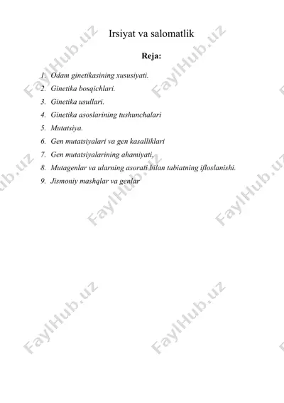 irsiyat va salomatlik — DOC