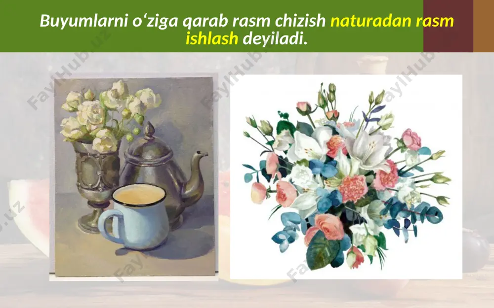 «qovun va anor» mavzusida naturmort ishlash. 4- sinf - Page 5