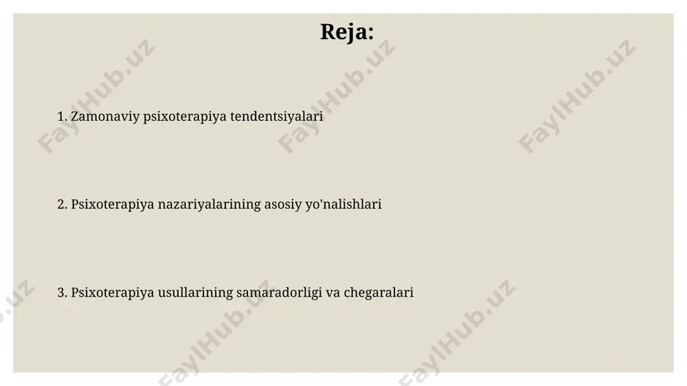 arvar psixoterapiya, 1950-yillarda amerika qo'shma shtatlarida paydo bo'lib, 3 asosiy shaxslararo munosabatlarga, ya'ni mijoz, terapevt va o'z-o'zini anglashga asoslangan. masalan, gestalt terapiyasi kabi insonparvar psixoterapiya usullari, mijozning o'z his-tuyg'ulari va tajribalari bilan bog'liq 2 yoki undan ortiq muammolarni hal qilishga yordam beradi va evropada keng tarqalgan. psixoterapiyaning etik masalalari psixoterapevtlarning o'zlarining shaxsiy muammolarini boshqarish bo'yicha 2 yillik nazorat davrlari orqali o'tishlari, masalan, buyuk britaniyadagi kabi professional standartlarda belgilab qo'yilgan. o'zbekiston respublikasining "sog'liqni saqlash to'g'risida"gi qonuni, 3-moddasining 2-bandiga ko'ra, psixoterapiya jarayonida bemorning roziligisiz ma'lumotlarni oshkor qilish 100.000 so'mdan ortiq jarima bilan jazolanadi. xulq-atvor terapiyasi xulq-atvor terapiyasi, 1950-yillarda aqshda paydo bo'lib, inson xulq-atvorining o'rganilishiga asoslangan bo'lib, qo'rquv va tashvishlarni bartaraf etishda 5-10 ta seans ichida samaradorligini ko'rsatadi. xulq-atvor terapiyasi, klassik va operant shartlashtirish kabi 2 ta asosiy tamoyillardan foydalanib, masalan, fobiya va obsessiv-kompulsiv buzilishlarni davolashda toshkentdagi klinikalarda keng qo'llaniladi. psixodinamik yondashuvlar o'tgan asrning 20-yillaridan boshlab, psixodinamik yondashuvlar, jumladan, ob'ekt munosabatlari nazariyasi, shaxsning …