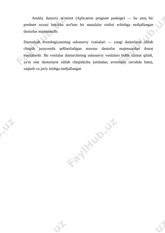 logiyasining uskunaviy vositalari — yangi dasturlarni ishlab chiqish jarayonida qơllaniladigan maxsus dasturlar majmuasidan iborat vositalardir. bu vositalar dasturchining uskunaviy vositalari bơlib xizmat qiladi, ya'ni ular dasturlarni ishlab chiqish(shu jumladan, avtomatik ravishda ham), saqlash va joriy etishga mơljallangan.