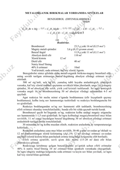 benzgidrol (difenilkarbinol) — DOCX