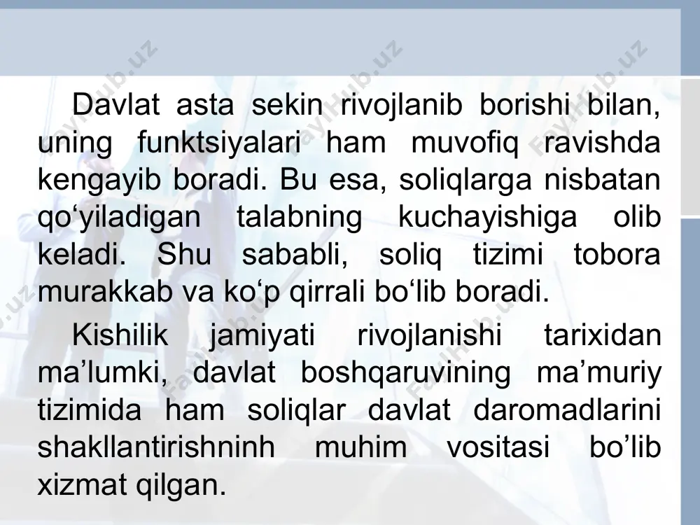 soliqlar va soliqqa tortish fanining predmeti va o‘rganish usullari - Page 5