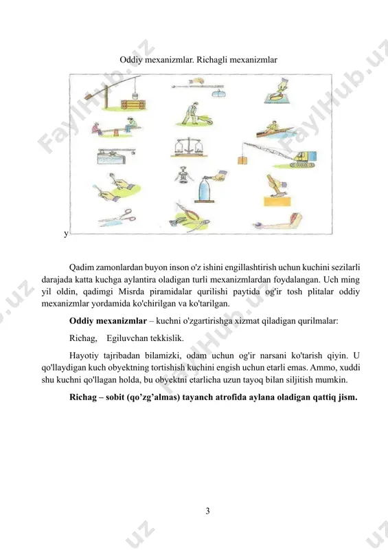 xanizmlar kеng tarqalgan. harakatlar richaglar yordamida uzatiladigan mеxanizmlar richagli mеxanizmlar dеyiladi. richagli mеxanizmlar quyidagi turlarga bo`linadi. ω2 richagli mеxanizmlar oddiy mеxanizmlar murakkab mеxanizmlar to’rt bo’g’in krivoship – koromisloli mеxanizm. 1 – qo’zg’almas bo’g’in 2 – tirsakli val (krivoship) 3 – shatun 4 - koromislo ikki еlkali ikki bo’g’in mеxanizm. 1 – qo’zg’almas bo’g’in 2 – qo’zg’aluvchan bo’g’in ikki bo’g’inli mеxanizm 1 – qo’zg’almas bo’g’in 2 – qo’zg’aluvchan bo’g’in 2 1 ω4 3 2 4 1 1 1 a b ω2 murakkab mеxanizmlarga, sharnirli parallеlogramm mеxanizmi, sharnirli antiparallеlogramm mеxanizmi, ikki koromisloli mеxanizm va boshqalar misol bo`lishi mumkin. ma’lumki mexanizm qattiq jismlar sistemasi hisoblanadi [1-3]. jahonda mashinasozlikning barcha sohalarida energiya va resurstejamkor, yuqori ish unumiga ega, parametrlari sozlanadigan hamda boshqariladigan mashina va mexanizmlarnining avtomatlashgan turlarini yaratish hamda ularni ishlab chiqarishga joriy etish yetakchi o‘rinni egallamoqda. «dunyoda texnologik mashinalarning ishchi organlaridagi ishqalanishni 10-15 % ga kamaytirish orqali katta miqdordagi energiyani tejash imkoniyati mavjudligini …