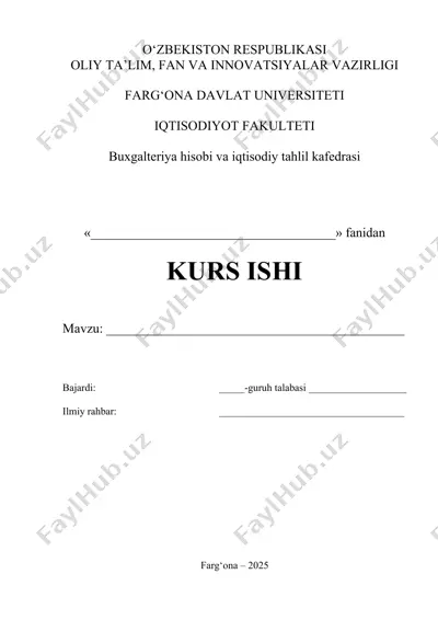 kurs ishi uchun tayyor blanka, taqriz — DOCX