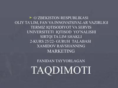 marketing rejasi va auditi — PPTX