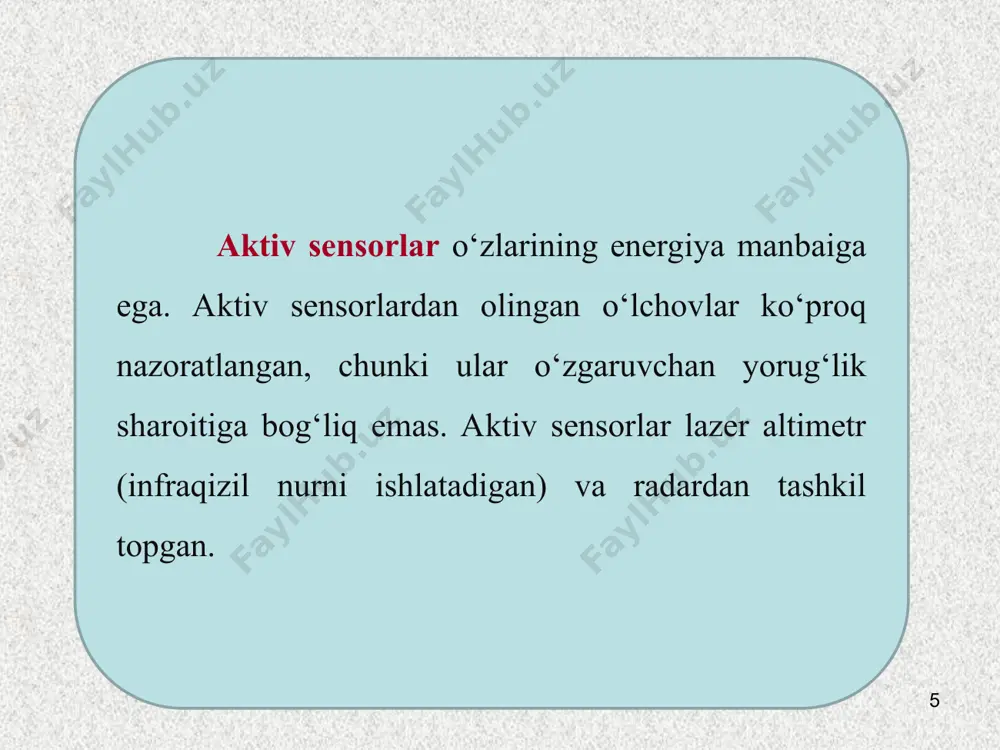 yerni masofadan zondlashda foydalaniladigan sensorlar va platformalar - Page 5