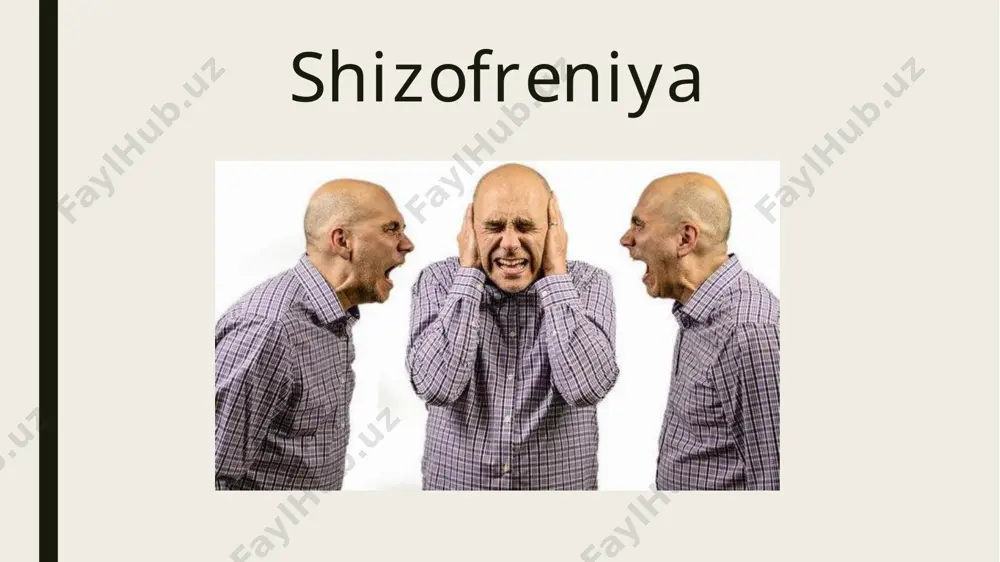 ik turi oddiy turi shizofreniyaning oddiy turida — bemor beparvo, kamgap, serjahl va kam harakat bo‘lib qoladi. bu turda yakka qolish, xonalardan chiqmay, bir o‘zi o‘tirish istagi ko‘proq bo‘ladi. kasallik o‘smirlik davrida boshlanadi va sust kechadi. bunda gallutsinatsiyalar va vasvasalar bo‘lmaydi. bu turdab bemorlar aytilgan gaplarning teskarisini bajarishga harakat qiladilar. masalan, og‘zingni och desa, u og‘zini yopib oladi. bunday holatganegativizmdeyiladi. katalogik turi shizofreniyaning katatonik turida — bemorlar harakatida katatonik qotib qolish yoki katatonik qo‘zg‘aluvchanlik bo‘ladi. bemorlar bir joyda qimirlamasdan qotib turadi va bitta so‘z yoki harakatni hadeb takrorlayveradi. bemor so‘zlarni, jumlalarni baqirib aytadi, gaplariga tushunib bo‘lmaydi. bemor oyoq qo‘llarni bukkan holda, gavdaga yaqinlashtirib oladi va uzoq vaqt shunday tinch gapirmay o‘tiradi, bu mutizm deb ataladi. paranoid turi shizofreniyaning paranoid turi — bunda bemorlar hech kimning gapiga ishonmaydi, hammaga shubha bilan qaraydi. o‘ziga qarshi tashqaridan jismoniy ta’sirlarni sezgandek bo‘ladi. bunday bemorlar, odamlar meni o‘ldiradi, ovqatimni zaharlab qo‘yadi, deb shubha bilan yurishadi. …