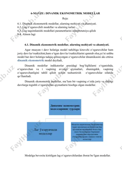 dinamik ekonometrik modellar — DOCX