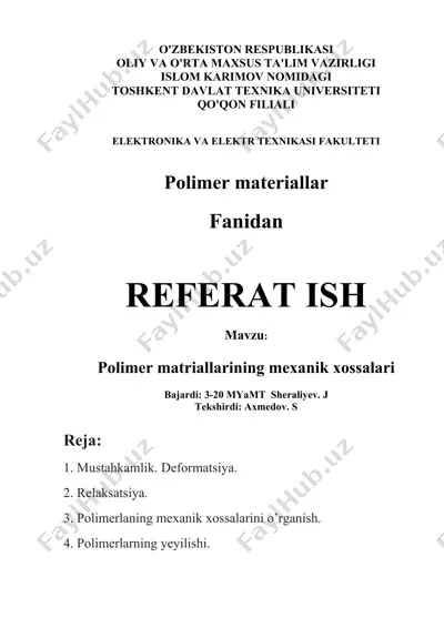 polimer materiallar — DOCX