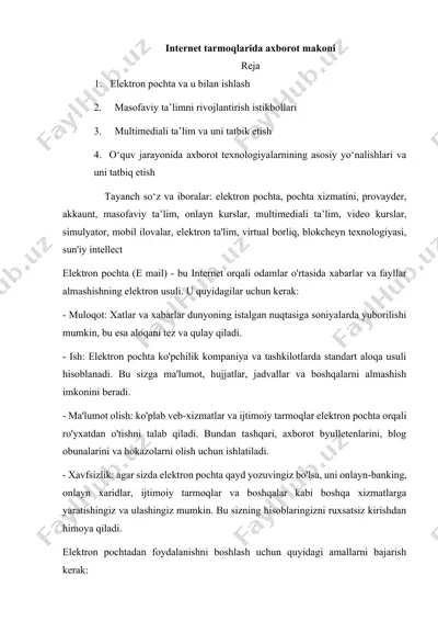 elektron pochta va u bilan ishlash — DOCX