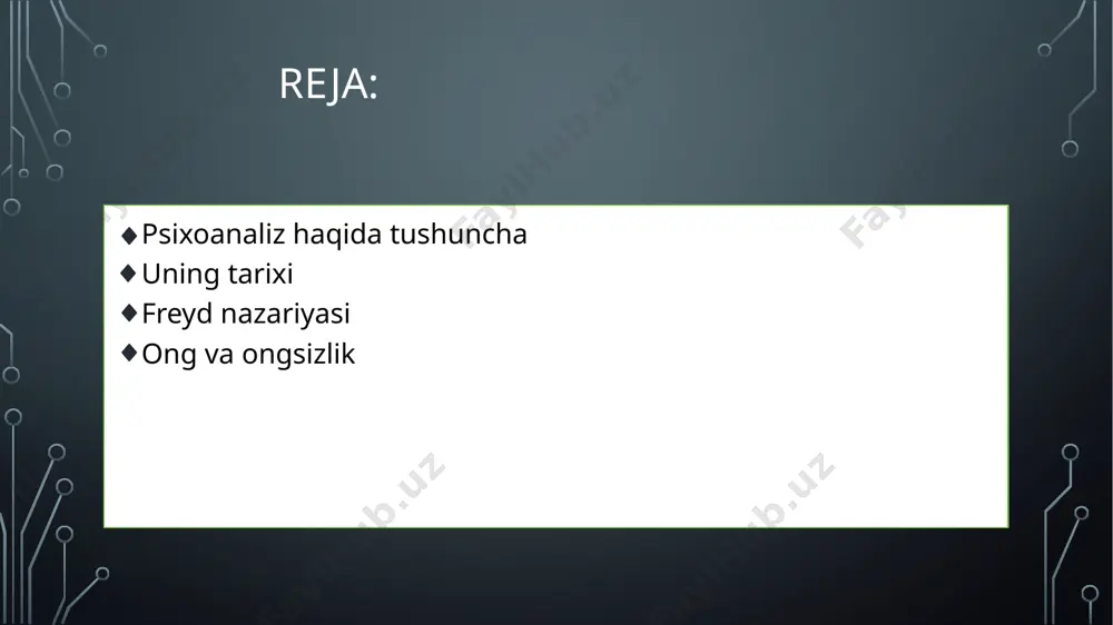 i, ilmiy kengashlar ham usiz o‘ta boshladi. unda fanda yangi bir yo‘nalish ochishdan boshqa iloj qolmadi. ongli jarayonlarni ongsiz jarayonlar orqali o‘rganish uning fikru xayolini qamrab olgandi. inson ruhiyati haqidagi demagogiya ham uning joniga tekkan edi. u fanda yangi bir yo‘nalish ochadi va uni “psixoanaliz” deb ataydi. to‘g‘ri, “psixoanaliz” atamasi fanga yaqin bo‘lsa-da, uning shakllanishida fiziologiya, nevrologiya va psixologiya yotardi. bu uchala fanning ishtirokisiz psixoanalizni tasavvur qilib ham bo‘lmaydi. “ ” z.freyd 1897 yildan boshlab nevroz va seksual qoniqmaslik orasida bog‘liqliklarni sistematik tarzda o‘rgana boshlaydi. freyd seksual qoniqmaslik g‘oyasiga shu qadar berilib ketadiki, u nafaqat nevrotik buzilishlar va xulq-atvordagi o‘zgarishlarni, balki psixosomatik simptomlarni (bosh og‘rig‘i, oyoq og‘riq, bel og‘riq, qorin og‘riq, yurak og‘rig‘i va h.k.) ham seksual qoniqmaslik bilan bog‘laydi. buning natijasida freyd “panseksualist” degan laqabni oladi. undan ko‘p olimlar va hatto o‘zining ustozlari ham yuz o‘giradi. uning maqolalarini chop qilmay qo‘yishadi. chunki o‘sha paytlari ijtimoiy omillarga burkangan psixologik nazariyalar …