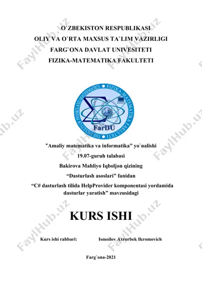 c# dasturlash tili yaratish — DOC