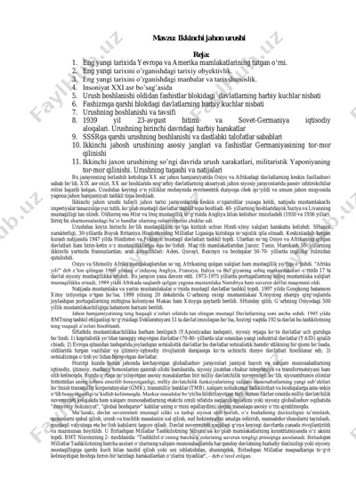 ikkinchi jahon urushi tarixi — PDF