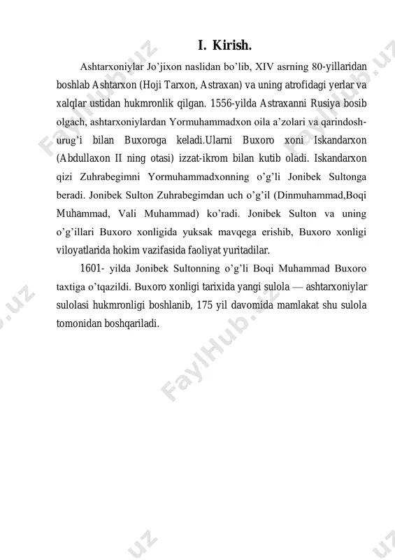 iflashtirdi. 1645- yilda qozoqlar yana movarounnahrga yurish qilib, xo’jandgacha yetib keladilar. nodir muhammad ularni quvib chiqarish uchun o’g’li abdulaziz boshchiligida katta qo’shinni safarbar etadi. xondan norozi bo’lgan bir guruh amirlar yurish davrida abdulazizni xon deb e’lon qiladilar. abdulaziz buxoroga keladi, aslzodalar uni taxtga o’tqazadilar. nodir muhammad balxga qochib ketadi va toj -u taxtni qaytarib olish maqsadida hindiston podshohi temuriyzoda shoh jahondan yordam so’raydi. shoh jahon balx viloyatini o’ziga bo’ysundirish maqsadida u yerga o’g’illari murodbaxsh va avrangzeb boshchiligida katta qo’shin yuboradi. nodir muhammad shoh jahon o’g’illari yordamga emas, balx viloyatini egallash uchun kelayotganini bilgach, unga qarshi chiqadi. maymana yo’lida bo’lgan jangda nodir muhammad yengilib, eronga qochadi va shoh abbos huzurida panoh topadi. 1647- yilda shoh jahon o’g’illari balxni egallaydilar. nodir muhammad shoh abbos yordamida balxni qayta egallaydi. bu voqealardan tashvishga tushgan abdulazizxon ukasi subhonquli yetakchiligida balxga katta qo’shin yuboradi va 1651 yilda subxonquli balxni egallaydi va u balx hokimi etib tayinlanadi. …