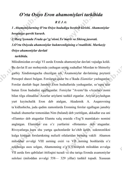 o’rta osiyo eron ahmoniylari tarixi — DOCX