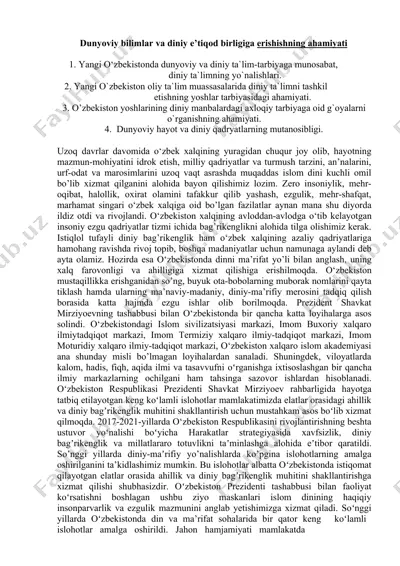 diniy ta'lim va tarbiya — DOCX
