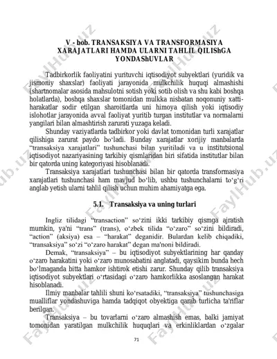 transaksiya va transformatsiya xarajatlari — PDF