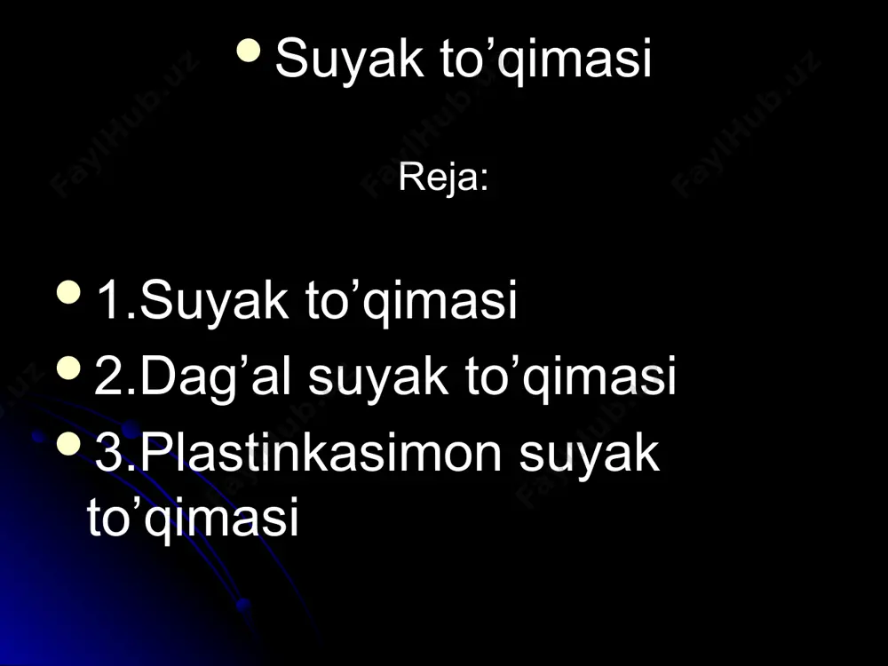 doim o’zgarib turadi. bunday o’zgarishlarga, odatda, birinchidan, organizm yoshining ulayib borishi, kundalik qabul qilinadigan ovqat tarkibi, ikkinchidan, nerv sistemasining ichki sekresiya bezlarining unga ko’rsatadigan ta'siri sabab bo’ladi. suyak to’qimasi ham boshqa biriktiruvchi to’qimalarga o’xshab asosan suyak hujayralaridan va hujayralararo moddalardan tarkib topgan. suyak to’qimasining hujayralari. demak, suyak to’qimasi hujay-ralari bajaradigan fiziologik vazifasi va morfologik tuzilishiga ko’ra uchga bo’linadi: ostioblast, ostisit va ostioklast hujayralar. 1. ostioblast hujayralar kam tabaqalangan bitta yadroli suyak hosil qiluvchi hujayra bo’lib, suyak to’qimasi hujayralararo moddasi bilan asosiy modda uchun kerakli moddalarni sintez qilib beradi. ostioblast hujayralar tabaqalangan suyak to’qimasida, uning singan yoki tiklanayotgan joylarida ko’p uchraydi. barcha skelet suyaklari ustini qoplab turuvchi suyak ustki pardasi tarkibida doimo bo’ladi. shakli kubsimon yoki burchaksimon. sitoplazmasining periferik qismida yumaloq yoki ovalsimon yadrosi bo’ladi. har bir hujayra yadrosida bitta yoki bir nechta yadrocha bo’ladi. elektron mikroskopda ko’rilganda tarkibidagi organoidlardan mitoxondriy, endoplazmatik to’r va golji kompleksi yaxshi ko’rinib turadi. bundan tashqari, …