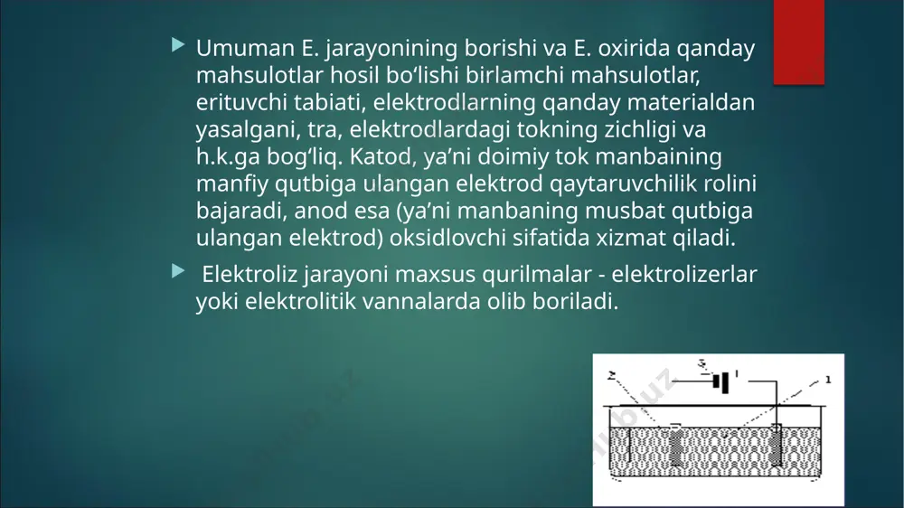adlanish paytida olgan energiyasining qancha qismini razryadlanishda qaytarishini ko`rsatadigan kattalikka aytiladi. kislotali akkumlyatorning f.i.k. 80%, ishqorlisiniki 60% atrofida bo`ladi. har bir akkumlyator o`z sig`imi bilan xarakterlanadi. akkumlyatorning sig`imi zaryadlangan akkumlyator razryadlanishda beradigan zaryad miqdori bilan o`lchanadi. u kulonlarda emas, maxsus birlik amper-soatlarda o`lchanadi. o’zlik va o`zaro induksiya hodisasi biz bir-biridan ma`lum masofada joylashgan ikkita kontur olaylik. ularning biri tok manbai, ikkinchisiga esa galvonometr ulangan bo`lsin. (7-rasm) agar birinchi konturdagi kalitni ulasak, ikkinchi konturda induksion tok hosil bo`lganligini galvonometr strelkasining og`ishidan bilamiz. bunda hosil bo`lgan eyuk tok kuchi eng katta qiymatga erishguncha ortib boradi. faradey qonuniga muvofiq bu eyuk e2 – birinchi konturda hosil bo`lgan magnit induksiya iqimi f1 ning o`zgarishiga to`g`ri proporsional bo`lib konturni kesib o`tadi. ikkinchidan bu f1 oqim shu birinchi konturdan o`tgan tok kuchiga to`g`ri proporsional bo`ladi, ya`ni e2=-df1/dt=-m12di1/dt (5.8) m12 – o`zaro induksiya koeffisienti bo`lib, ikkala konturning geometriyasiga bog`liq. agar bu konturdagi manba bilan galvonometrning o`rinlarini almashtirsak, …