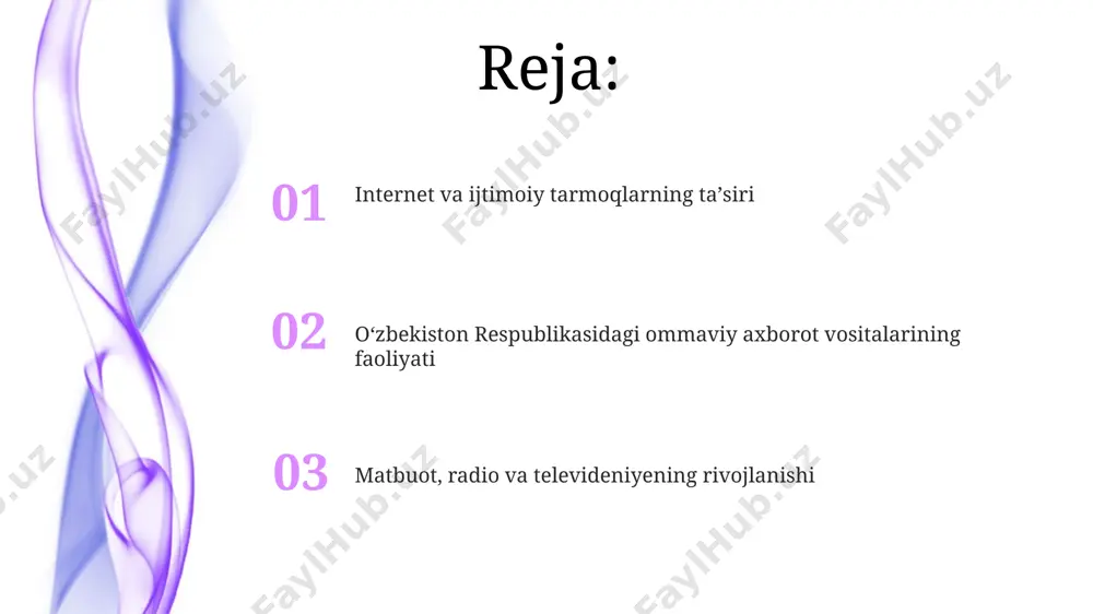 at tomonidan qo'llab-quvvatlanadigan “televideniye va radioeshittirish” tizimi, 2022 yilda o'rtacha 70% ga yaqin tomoshabinlar sonini qayd etdi, bu esa uning ommaviy ta'sirini ko'rsatadi. “televideniye va radioeshittirish” milliy telekanallari va radiostansiyalari soni 2023 yilda 50 dan ortiqni tashkil etdi, bu esa aholining keng qatlamlariga xabarlar yetkazish imkoniyatini oshirdi. axborot ta'siri va manipulyatsiya ijtimoiy tarmoqlardagi 30 million foydalanuvchining atigi 10%i mustaqil manbalardan foydalanadi, qolganlari esa asosan davlat nazoratidagi axborotga tayanadi. oʻzbekistondagi ommaviy axborot vositalarining 70% dan ortigʻi davlat nazorati ostida boʻlib, bu axborot taʼsiriga va manipulyatsiyaga yoʻl ochishi mumkin. xalqaro hamkorlik va aloqalar o‘zbekiston matbuoti xorijiy mamlakatlar bilan 20 dan ziyod qo‘shma loyihalarni amalga oshirgan bo‘lib, ularning asosiy qismi axborot texnologiyalari va raqamli jurnalistika sohasiga oiddir. so‘nggi 5 yilda “xalqaro hamkorlik va aloqalar” doirasida 100 dan ortiq xalqaro anjuman va seminarlar o‘tkazilib, ularga 5000 dan ziyod xorijiy mutaxassislar ishtirok etgan. axborot erkinligi va senzura qonunchilikda axborot erkinligi kafolatlangan bo'lsa-da, amalda jurnalistlar va …