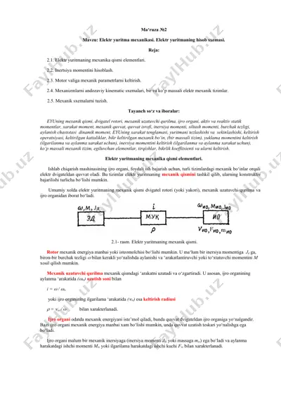 elektr yuritma mexanikasi — DOCX