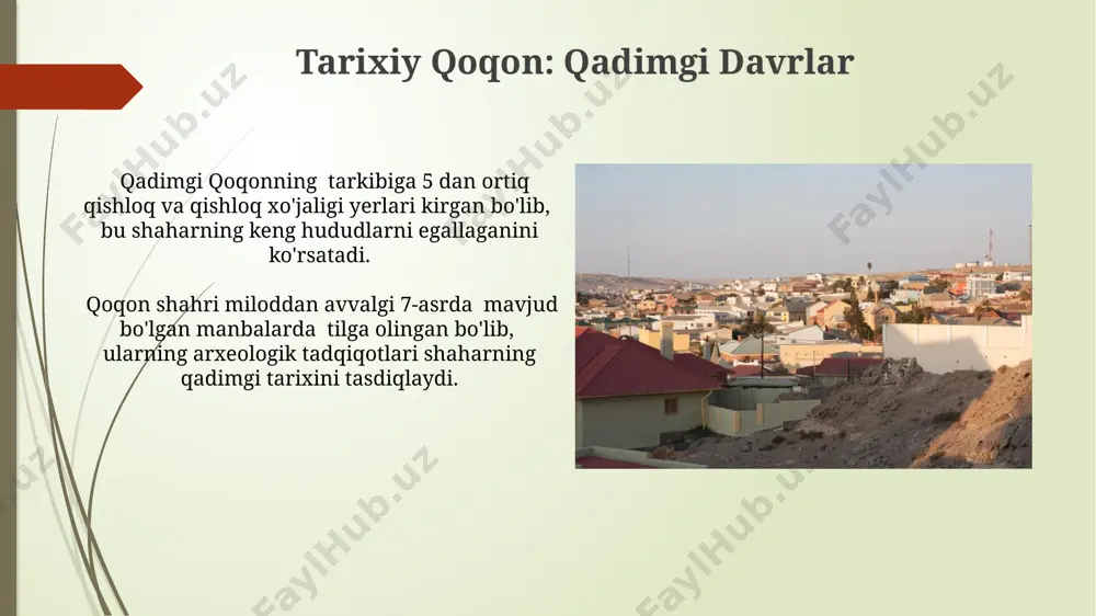 rd so'mdan ortiq mablag' ajratiladi, bu esa tibbiy xizmat sifatini oshirishga qaratilgan. qoqon shahridagi tug'ruqxonalarda yiliga o'rtacha 7000 dan ortiq chaqaloq dunyoga keladi, bu tug'ilish darajasining yuqori ekanligini ko'rsatadi. qoqonning kelajagi shaharning ekologik holatini yaxshilash uchun 5000 dan ortiq yangi daraxt ekish va havoni ifloslantiruvchi moddalar miqdorini 15% ga kamaytirish dasturi amalga oshiriladi. qoqon shahri aholisining raqamli savodxonligini oshirish uchun 2025 yilga qadar 100 ta yangi it markazlarini ochish va 5000 nafar fuqaroni o'qitish rejalashtirilgan. e'tiboringiz uchun rahmat @taqdimot_robot image1.jpg image2.jpg image3.jpg image4.jpg image5.jpg image6.jpg image7.jpg image8.jpg image9.jpg image10.jpg image11.jpg image12.jpg image13.jpg image14.jpg image15.jpg image16.jpg image17.jpg