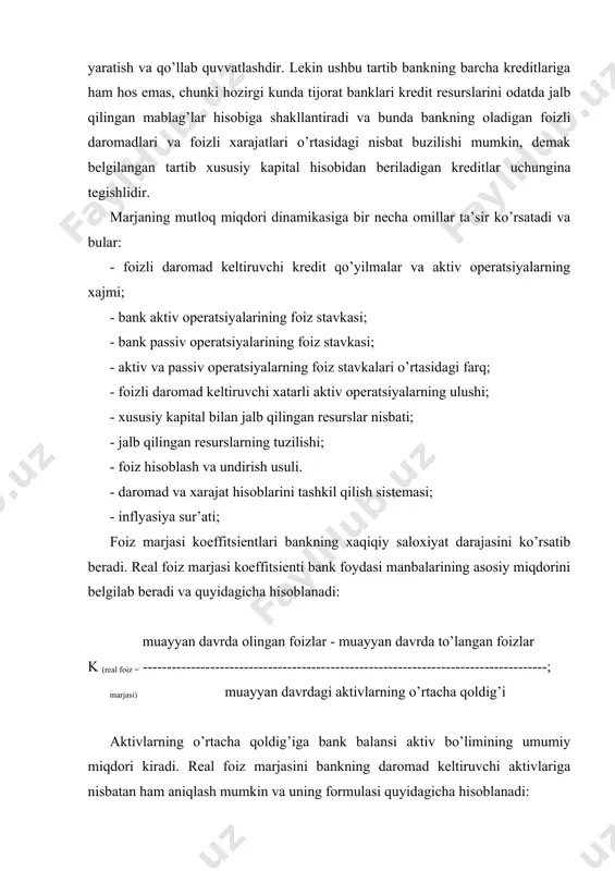 dalanilgan adabiyotlar asоsiy adabiyotlar: 1. abdullaeva sh.z., «bank ishi». o’quv qo’llanma. –t.: moliya.2003 2. abdullaeva sh.z., «pul kredit va banklar» o’zbekistоn respublikasi bank-mоliya akademiyasi, «mоliya» nashriyoti,2000 y. 3. balabanova i.t., “banki i bankоvskоe delо”, ucheb posob. piter, 2003. 4. kоlesnikоv v.i., «bankоvskоe delо» mоskva, 4-izd. «finansi i statistika», 2002g. 5. jarkovskaya e.p. «bankоvskоe delо» uchebnik.-m.: omega-l.2004. 6. lavrushina о.i., «den’gi, kredit, banki» mоskva, izd. «finansi i statistika» 2003g. 7. lavrushina о.i., «bankоvskоe delо» mоskva, izd. «finansi i statistika» 2003g. 8. korobkova g.g. «bankоvskоe delо» uchebnik. -m.: economist-2004.