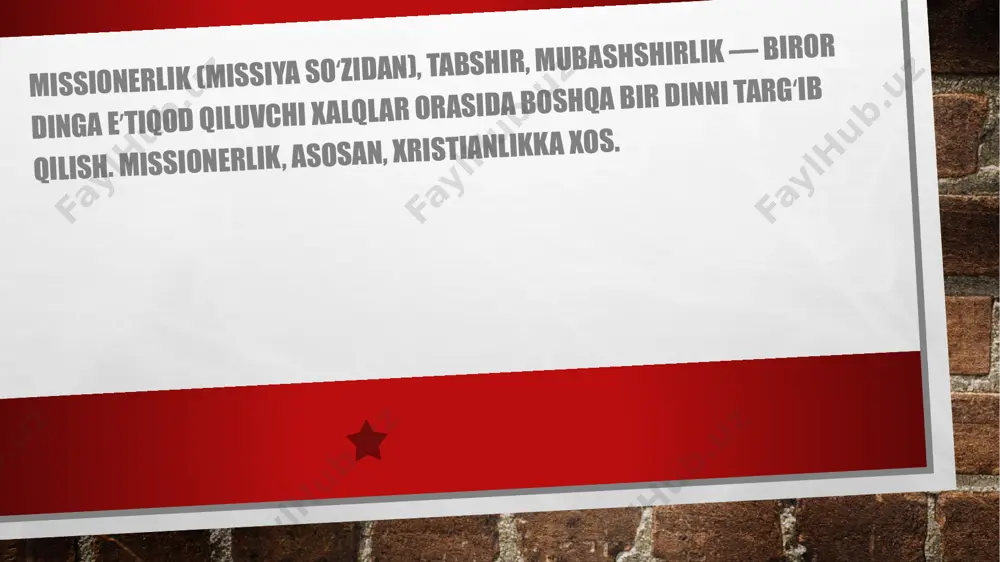 «dardi»ni aytib, davlatga qarshi gij-gijlash, davlatni esa bu qutqularni bostirish uchun keskin choralar ko‘rishga majburlash va mana shu yo‘l bilan xalq va davlat orasiga o‘zaro ishonchsizlik ruhini singdirish. muammo nafaqat diniy, balki siyosiy kuchsizlantirishga qaratilganligi bilan xavfli va tashvishlidir. chunki natija bevosita mamlakat xavfsizligiga daxldor bo‘lib, ularning qilmishlari shu nuqtai nazardan baholanishi va chora-tadbirlar ham shunga ko‘ra belgilanishi lozim. aks holda, biz kelajak avlod uchun kuchli, ozod va obod vatanni emas, balki xalqining ruhi-dili bir-biriga begona va shu bois qator muammolar girdobiga g‘arq bo‘lib, parokandalik, ma’naviy ziddiyatlar avj olgan, zaif va qaram bir o‘lkani taqdim etishimiz ehtimoldan xoli emas! missionerlik va prozelitizm globallashuv jarayonida ma’naviy-mafkuraviy tahdid vositasi bo‘lib, avvalo, jahondagi muayyan kuchlarning geopolitik maqsad va manfaatlariga yo‘naltirilgan xolda olib borilmoqda. ikkinchi tomondan, xalqning milliy ma’naviyati, urf-odat va an’analari, milliy mentaliteti diniy ta’limot sifatida shakllangan bo‘lib, missionerlik va prozelitizm xalning milliy o‘zligidan begonalashuviga, manqurtlashuviga, davlatning ichki hayotida milliy, diniy, ijtimoiy ziddiyatlarning …