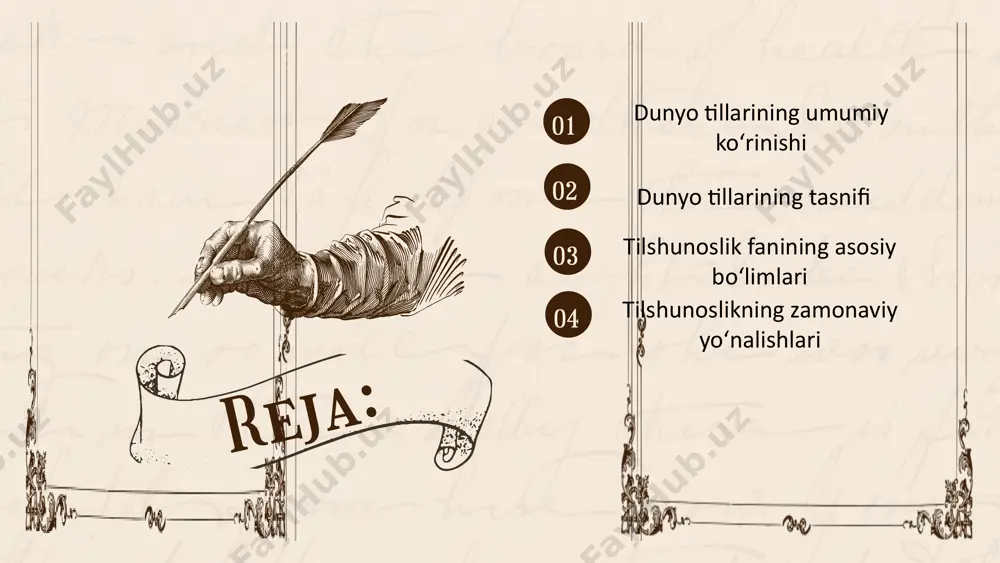 adi. eron tillari genetik jihatdan hind tillariga eng yaqin tillar hisoblanadi. bular orasida qad. eron tili — qad. fors, ovasta, skif tillari; oʻrta eron — oʻrta fors (pahlaviy), parfiya, sugʻd, xorazm va b.; soʻnggi eron — fors, pushtu (afgʻon), kurd, osetin, pomir, tojik va b. tillar alohida ajratib koʻrsatiladi. bu tillar vakillari mil. av. 3-ming yillikda gʻarbiy osiyo va shim. qora dengiz va kaspiy boʻyi hududlariga tarqay boshlaydi. qad. hind tilidagi matnlarning dastlabkilari mil. av. 1-ming yillikda yozilgan boʻlib, prakriti tillari ulardan rivojlanib, ajralib chiqqan, oʻz navbatida bu tillardan soʻnggi hind tillari — hind, urdu, bengal, maratha, panjob, rajastxon, gujorat, oriy va b. tillar vujudga kelgan. mil. av. 1-ming yillikdan boshlab yevropada hind-yevropa tillarining gʻarbiy guruhiga mansub tillardagi yozuv yodgorliklar maʼlum. bular ulik italiy tillar boʻlib, lotin, falisiy, osk, umbars va b. shu guruhga mansub. lotin tilining mahalliy turidan roman tillari tarkib topadi: bular — ispan, portugal, fransuz, katalon, provansal, …