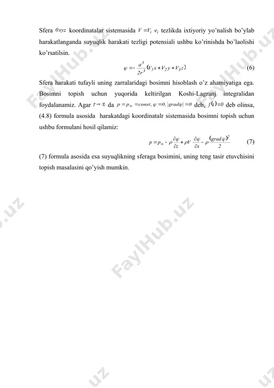 sfеraning chеksiz hajmdagi idеal siqilmas suyuqlikdagi harakati masalasi - Page 3