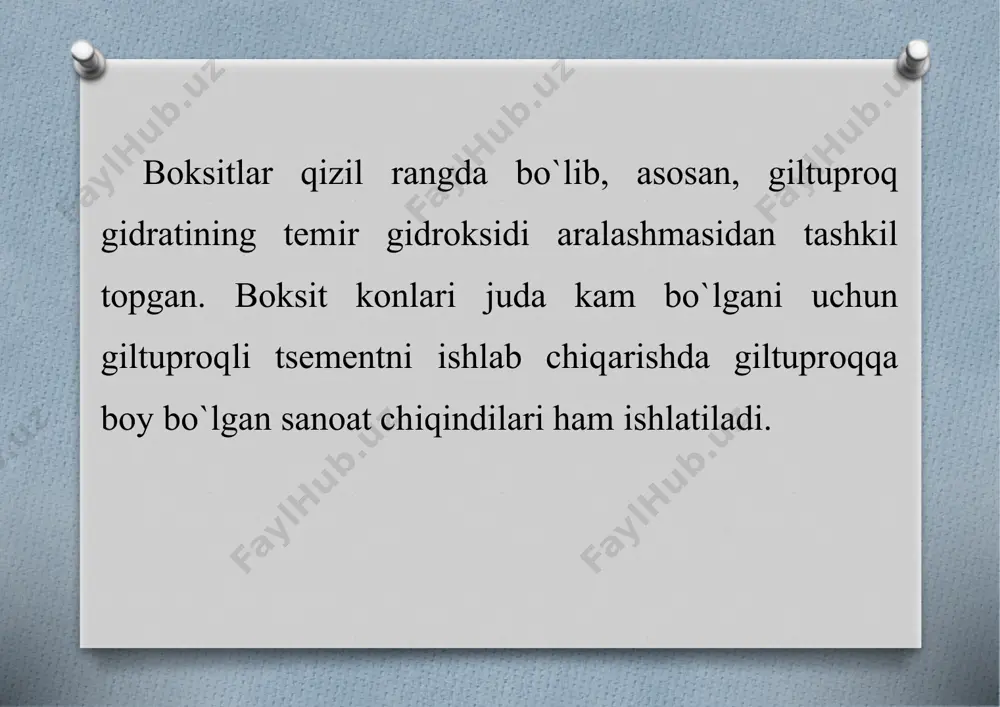 ga oshiriladi.yarim- tayyor sementga yuqoridagilar qo`shiladi. sementni maydalash va qadoqlash so`nggi jarayon. uskunalar yordamida sementni qadoqlab olamiz. shu bilan barcha jarayonlar ham o`z nihoyasiga yetdi. quyidagi videoda esa sement ishlab chiqarish liniyasini bosqichma-bosqich ko`rib chiqishingiz mumkin. image5.jpeg image6.png image7.png image8.png image9.png image10.png image11.png image12.png image13.png image14.png image3.jpeg image4.png