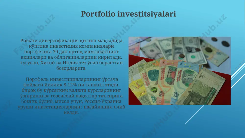 иллий иқтисодиётнинг ўсиши ва халқаро инвестицияларнинг келиши билан боғлиқ ҳолда, сўнгги йилларда 20% га ошди. европа валюта бозорининг йиллик ўртача ҳажми 2022 йилда 1,5 квадриллион еврони ташкил этган бўлиб, бу йирик давлатлар ўртасидаги савдо ҳажмининг кўрсаткичи сифатида хизмат қилади. e'tiboringiz uchun rahmat @taqdimot_robot image1.jpg image2.jpg image3.jpg image4.jpg image5.jpg image6.jpg image7.jpg image8.jpg image9.jpg image10.jpg image11.jpg image12.jpg image13.jpg image14.jpg