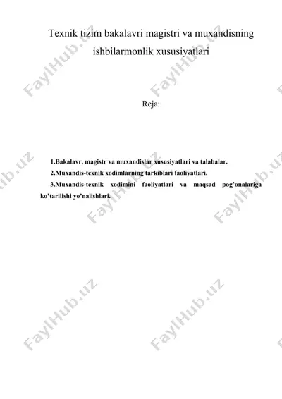 texnik tizim bakalavri magistri va muxandisning ishbilarmonlik xususiyatlari — DOCX