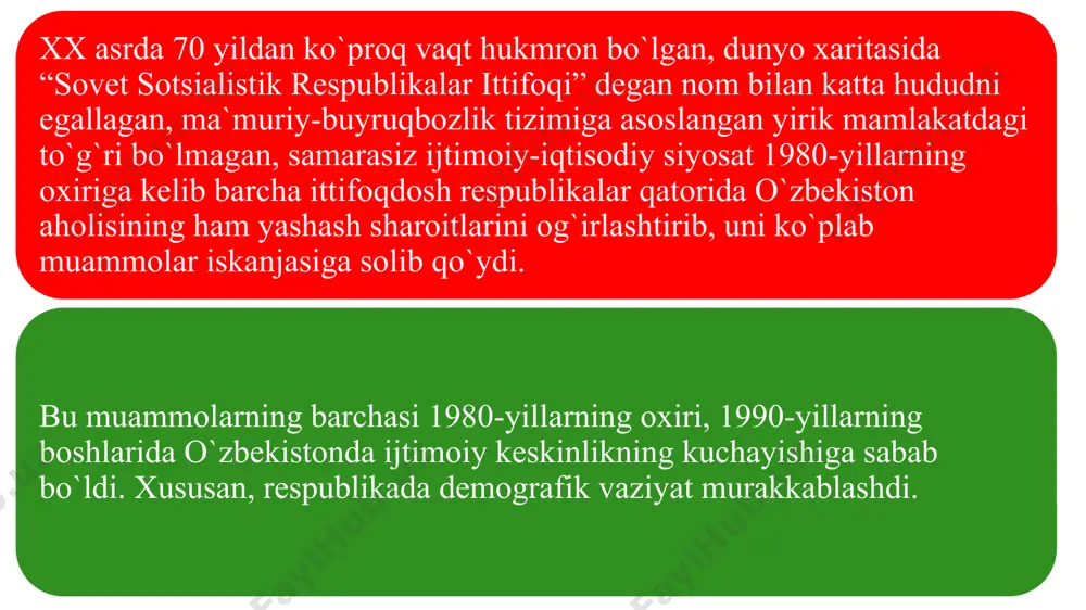 erkaklar, 17,4 mln nafarini ayollar tashkil etmoqda shahar aholisi soni 17 mln 664,8 ming kishini (jami aholi sonidagi ulushi 50,7%), qishloq aholisi soni esa 17 mln 195,4 ming kishi (49,3%)ni tashkil qilgan. aholini ijtimoiy himoyalash chora-tadbirlari tizimidagi eng asosiy yo`nalish – bu narxlar erkinlashtirilishi va pulning qadrsizlanish darajasi ortib borishi munosabati bilan daromadlarning eng kam va o`rtacha darajasini muntazam oshirib borishi hisoblanadi. aholining ijtimoiy himoyasini ta`minlash davlat siyosatining bosh yo`nalishi hisoblanadi mamlakatda ijtimoiy yo`naltirilgan bozor iqtisodiyotini barpo qilishda davlat tomonidan kuchli ijtimoiy himoya siyosati olib borildi aholini ijtimoiy himoyalashning ikkinchi yo`nalishi – ichki iste`mol bozorini himoya qilish hamda oziq-ovqat mahsulotlari va nooziq-ovqat mollari asosiy turlari iste`molini muayyan darajada saqlab turish bo`ldi. iqtisodiy islohotlarning ilk bosqichida ijtimoiy siyosatni amalga oshirishning uchinchi yo`nalishi – aholining kam ta`minlangan tabaqalarini ijtimoiy himoyalash va qo`llab-quvvatlash borasida chora-tadbirlar o`tkazilganligi bo`ldi. bu yo`nalishda aholining ijtimoiy jihatdan nochor qatlamlari – pensionerlar, nogironlar, ko`p bolali va kam daromadli oilalar, …