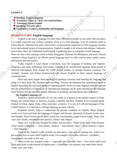 english language lesson 2 — DOCX