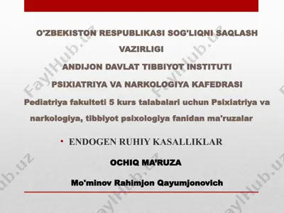 endogen ruhiy kasalliklar — PPTX