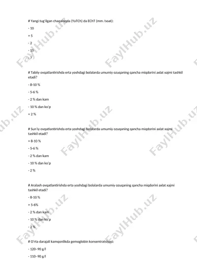 umumiy meditsina test savollari — DOC