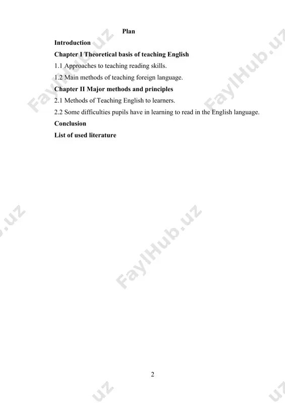 r research is that the methods of teaching reading are effectual for teaching foreign languages at schools. the methods of investigation are: sociologic-pedagogical method test experiment the theoretical significance of the work is that the results of the scientific work can be used in the course of lectures from methodology and also can be useful for those who study in the sphere of linguistics. practical value of the work is the exercises which can be used during the seminar on methodology of teaching english language and practical lessons. the structure of the research paper consists of introduction, three chapters, conclusion and bibliography. the first chapter is devoted to the study of investigation of theoretical basis of teaching reading of the english language. the second chapter is devoted to investigation of aim and a means of teaching and learning a foreign language. the third chapter is devoted to investigation practical basis …