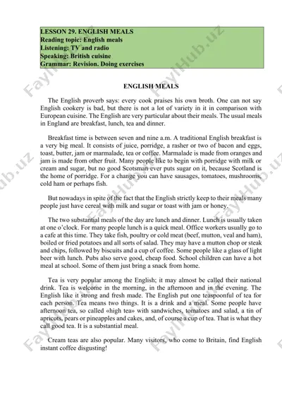 english meals — DOCX