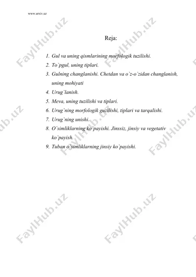 generativ organlarning tuzilishi va turlari — DOC
