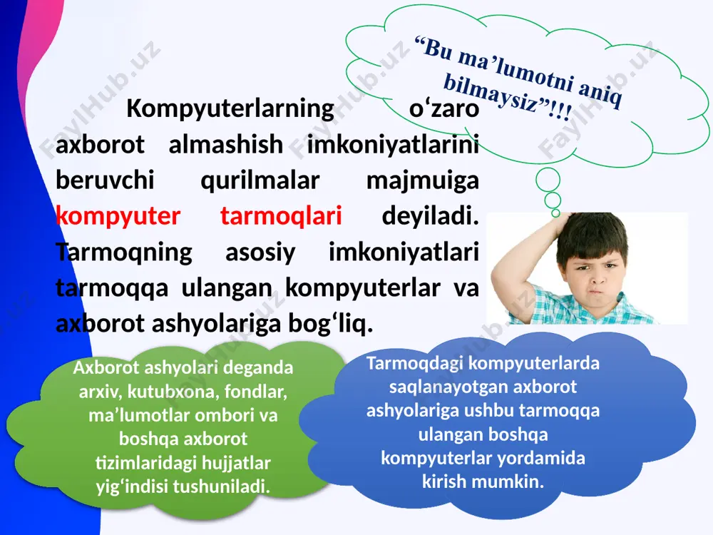 od va interfeysni dasturlagan nikolay durov messenjer uchun mtproto shifrlash kodini yaratgan vaqt o‘tgan sari messenjerga juda ko‘p foydali funksiyalar qo‘shilib bordi: matn va grafik fayllarni almashish; bir yarim gigabaytgacha bo‘lgan fayllar yuborish; niklar orqali qidirish (2014 yil) stikerlar (2015 yil). mavzular (hozircha faqat desktop versiyada) iki tomonlama shifrlangan xabarlar; botlar (2015 yil, muayyan funksiyalarni bajarishga mo‘ljallangan) telegraph platformasi (2016 yil) yuborilgan xabarlarni tahrirlash (2016 yil) yuborilgan xabarlarni suhbatdosh ko‘rmasligi uchun o‘chirish (2017 yil) e’tiboringiz uchun rahmat!!! image2.jpeg image3.png image4.png image5.png image6.png image7.jpeg image1.jpeg /docprops/thumbnail.jpeg