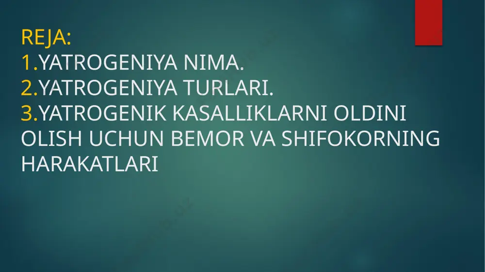 i aloqa qilish yoki muayyan manipulyatsiyani bajarish orqali unga zarar etkazishi mumkin. psixogen yatrogenizm - bu ruhiy tushkunlik, nevroz, isteriya, turli xil fobiyalarning rivojlanishi, shuningdek bemorning asab tizimi ishidagi boshqa buzilishlar. odamda shifokorning so'zlari va harakatlariga ishonchsizlik paydo bo'ladi, har qanday manipulyatsiya uni qo'rqitadi. albatta, yatrogenizmning bunday turlari umumiy bemorga, uning muvozanatiga ham bog'liqdir. ko'pincha bunday odamlar psixolog yoki psixiatr yordamiga muhtoj. dori turidagi yatrogeniya -bu savodsiz giyohvand moddalarni iste'mol qilish natijasida rivojlanishi mumkin bo'lgan juda katta kasalliklar guruhi. bunday yatrogeniyalarning namoyon bo'lishi har xil. bu dori-darmonlarni qabul qilgandan keyin allergik reaktsiyalar va har qanday nojo'ya ta'sirlar: intoksikatsiya, shok, boshqa organlarning ishi buzilishi, dorilarning organizm hujayralariga mutagen ta'siridir. yatrogeniyaning bunday turlariga mos kelmaydigan moddalarni olishda ziddiyat ham kiradi. ushbu holatlar savodsiz tanlangan dorilar, ularning noto'g'ri qabul qilinishi natijasida rivojlanishi mumkin. shikast tabiatdagi yatrogeniyalar bunday holatlar tibbiy manipulyatsiya, tekshiruvlar va jarrohlik aralashuvi natijasida rivojlanishi mumkin. travmatik yatrogeniya - bu kuyish, bu …